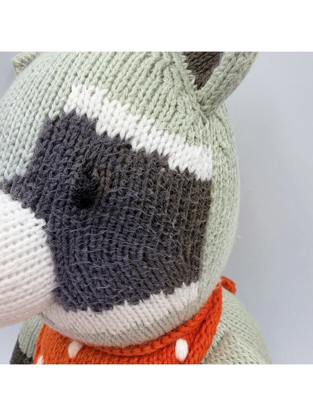 Pottery Barn Kids Modern Baby Knit Raccoon Plush Stuffed Animal Bandana 15